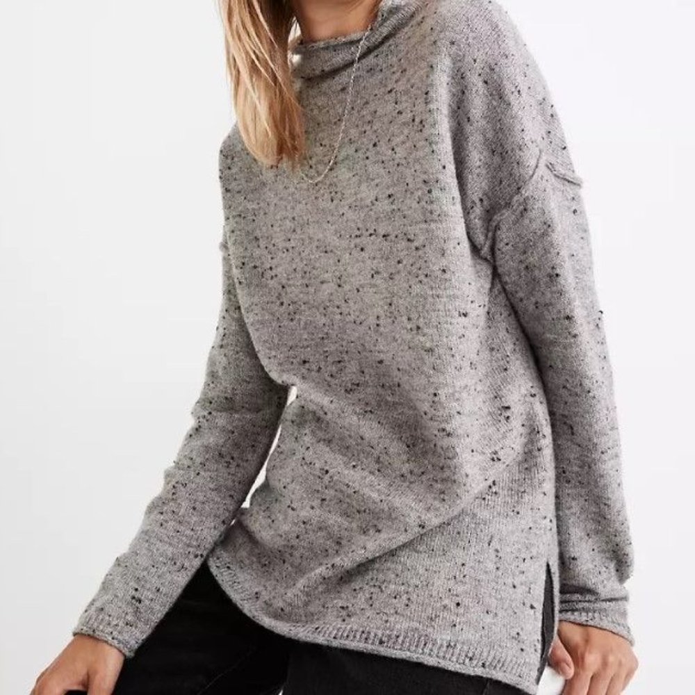 Madewell Donegal Whitworth Mockneck Wool Blend Cozy Sweater Grey Women's Small